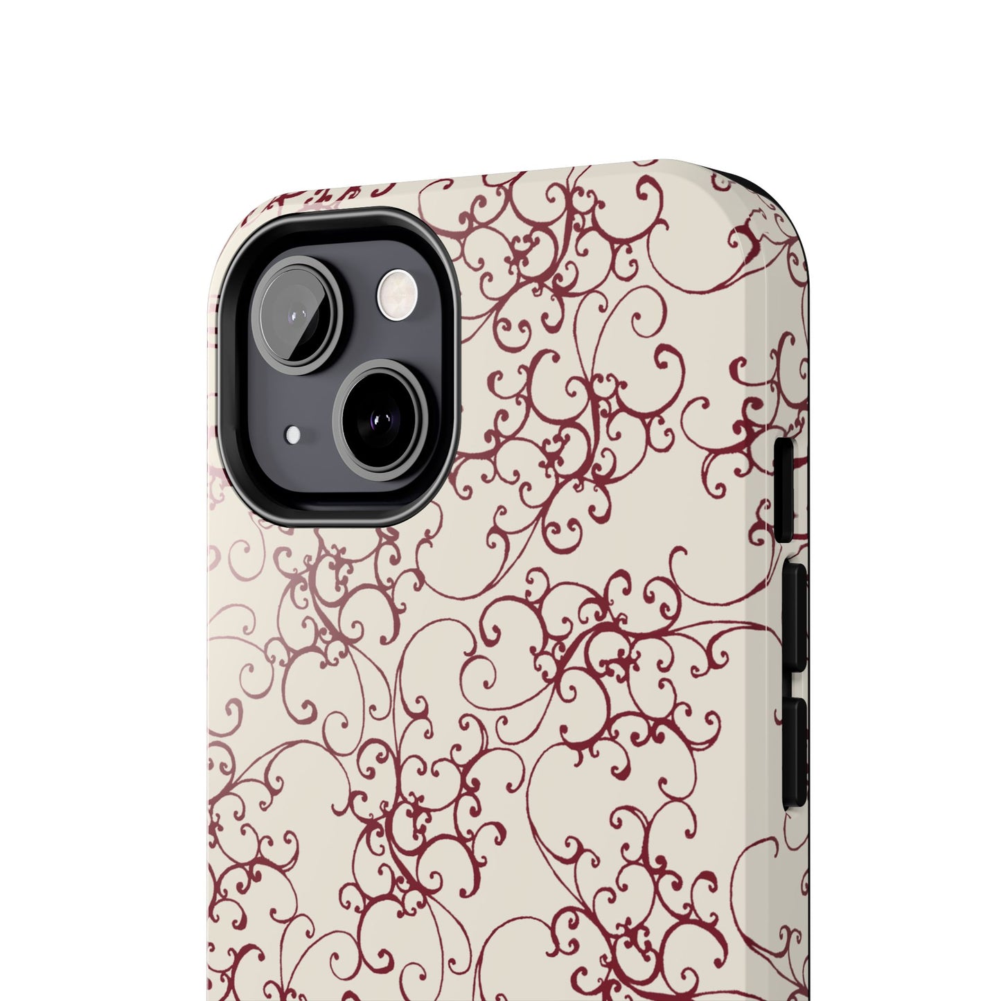 Elegant Scroll Ivory / Red Phone Case