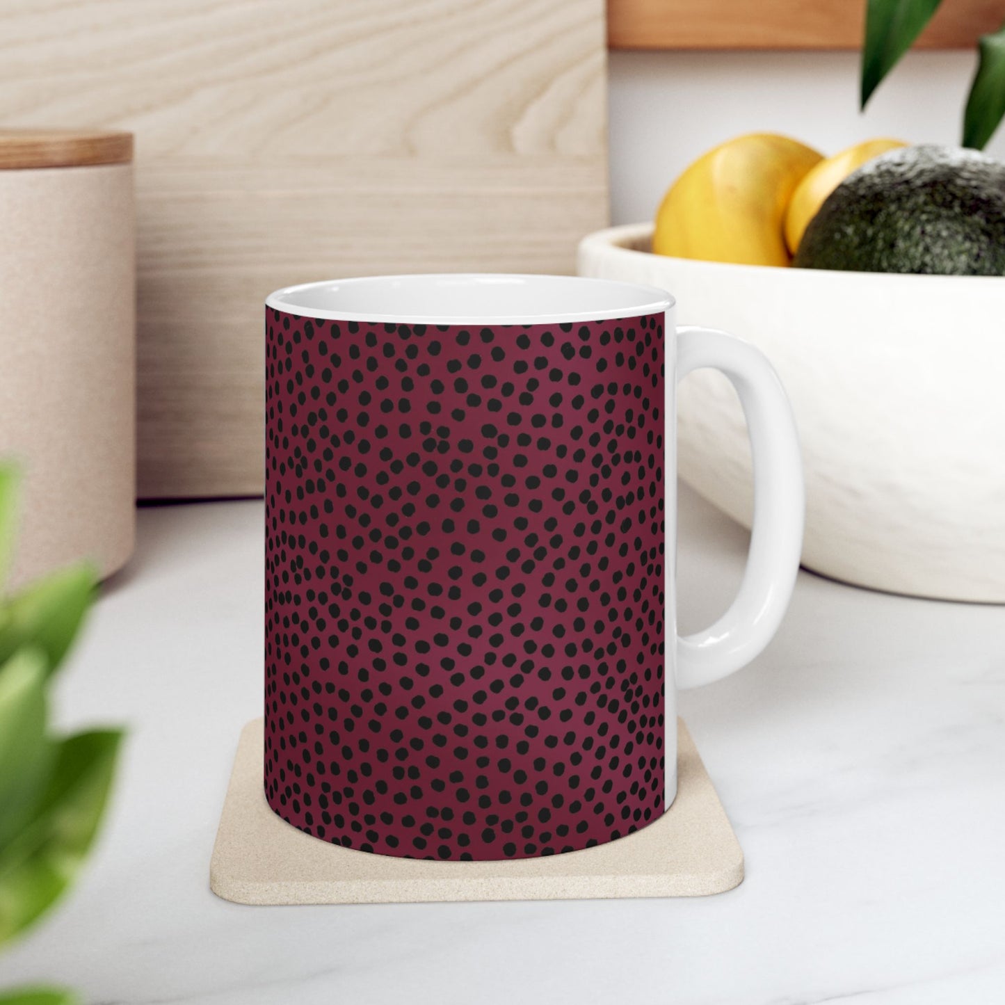 Bitty Dots Burgundy / Black Cup