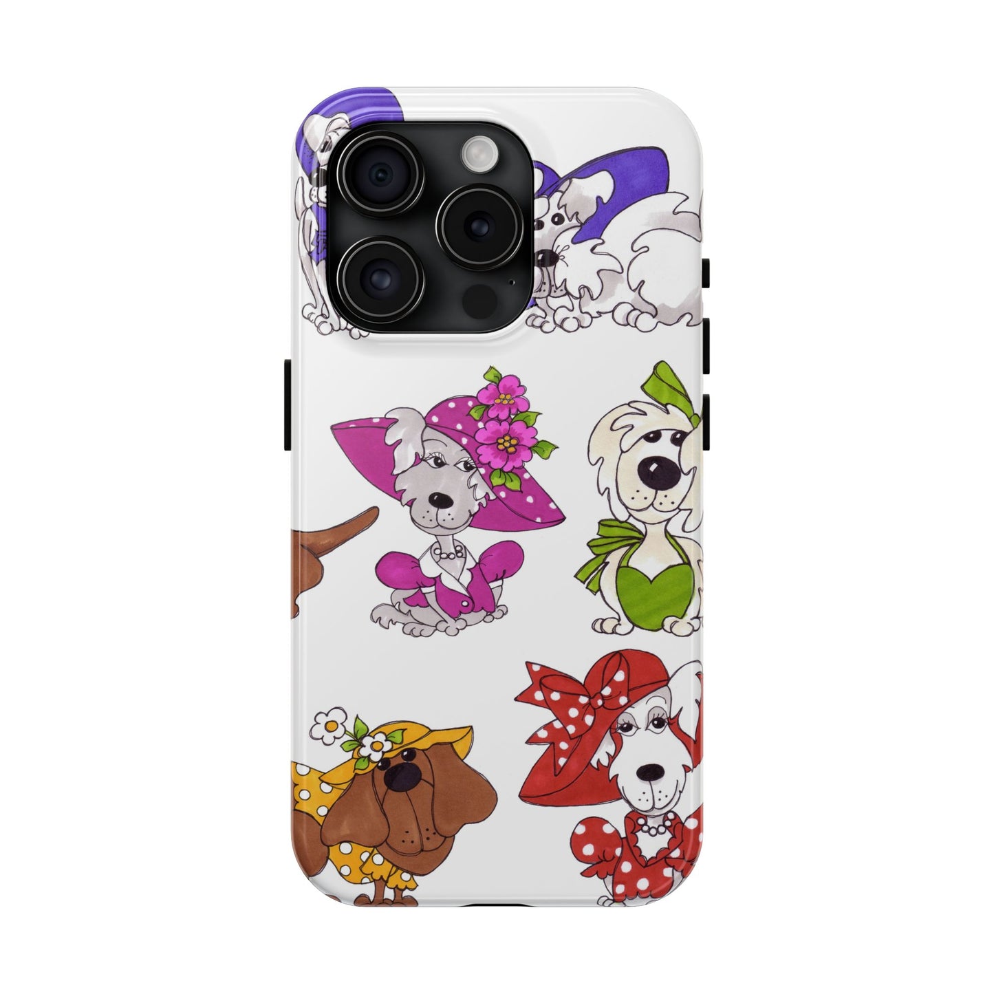 Fancy Dog Line Up White Phone Case