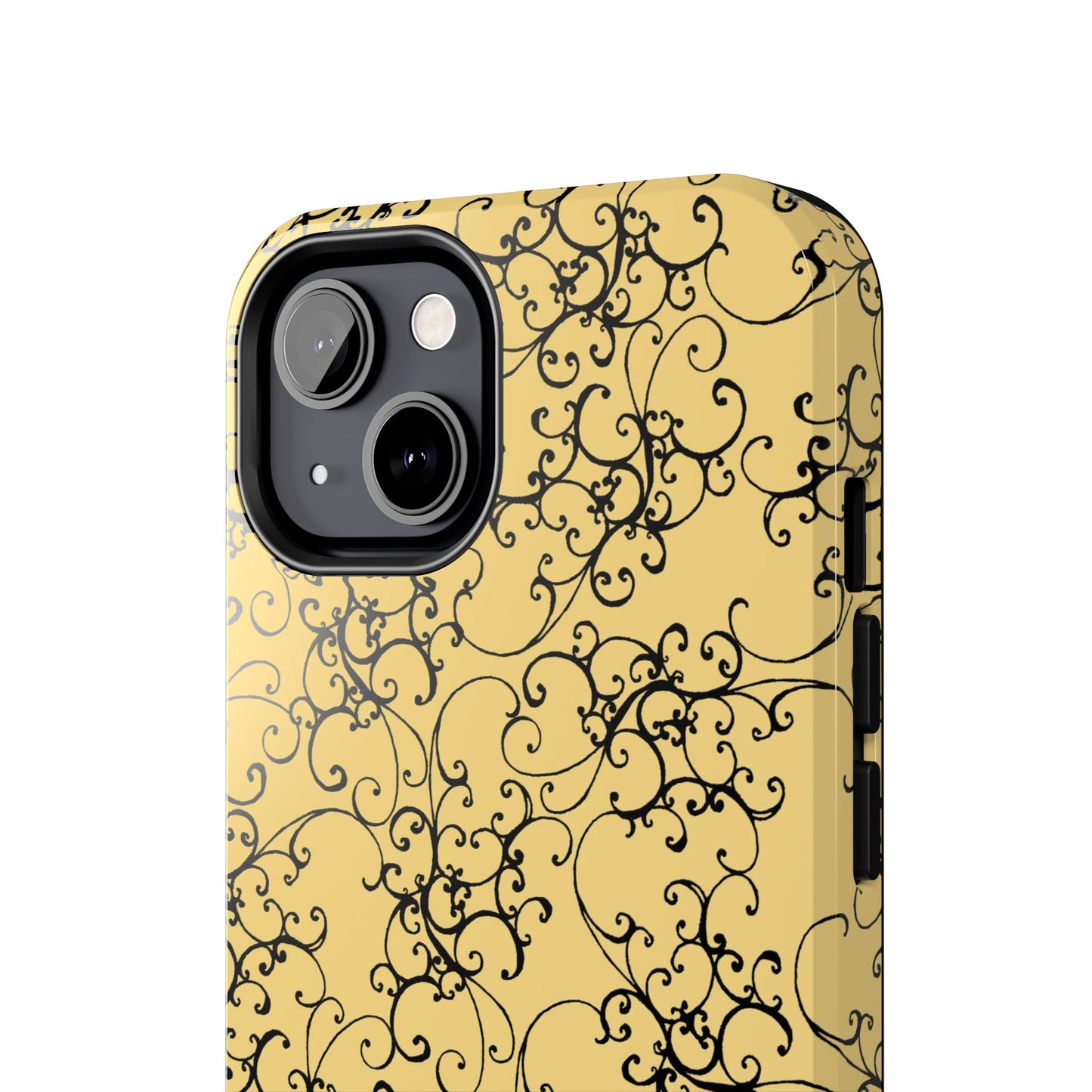 Elegant Scroll Yellow / Black Phone Case