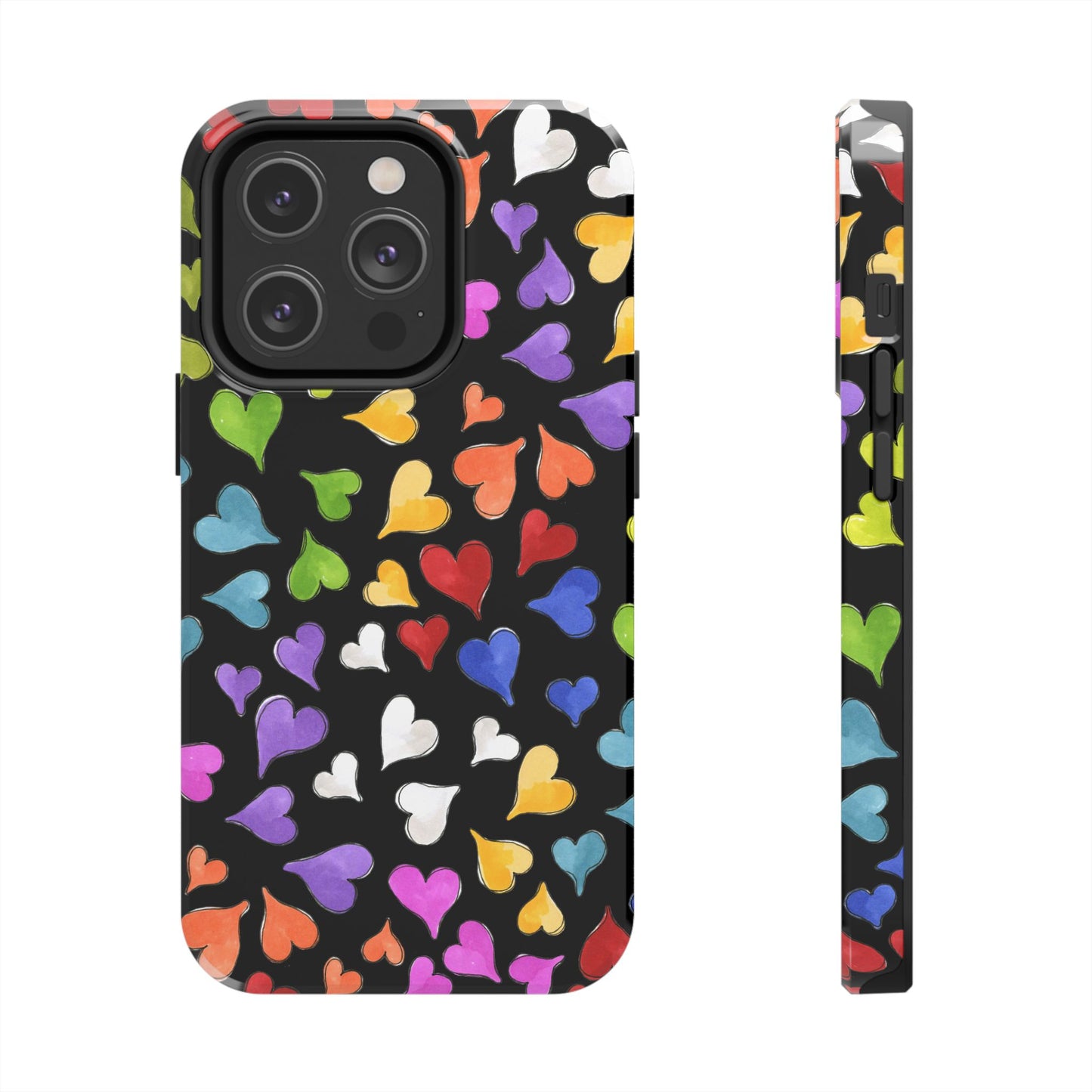 Happy Hearts Black Phone Case