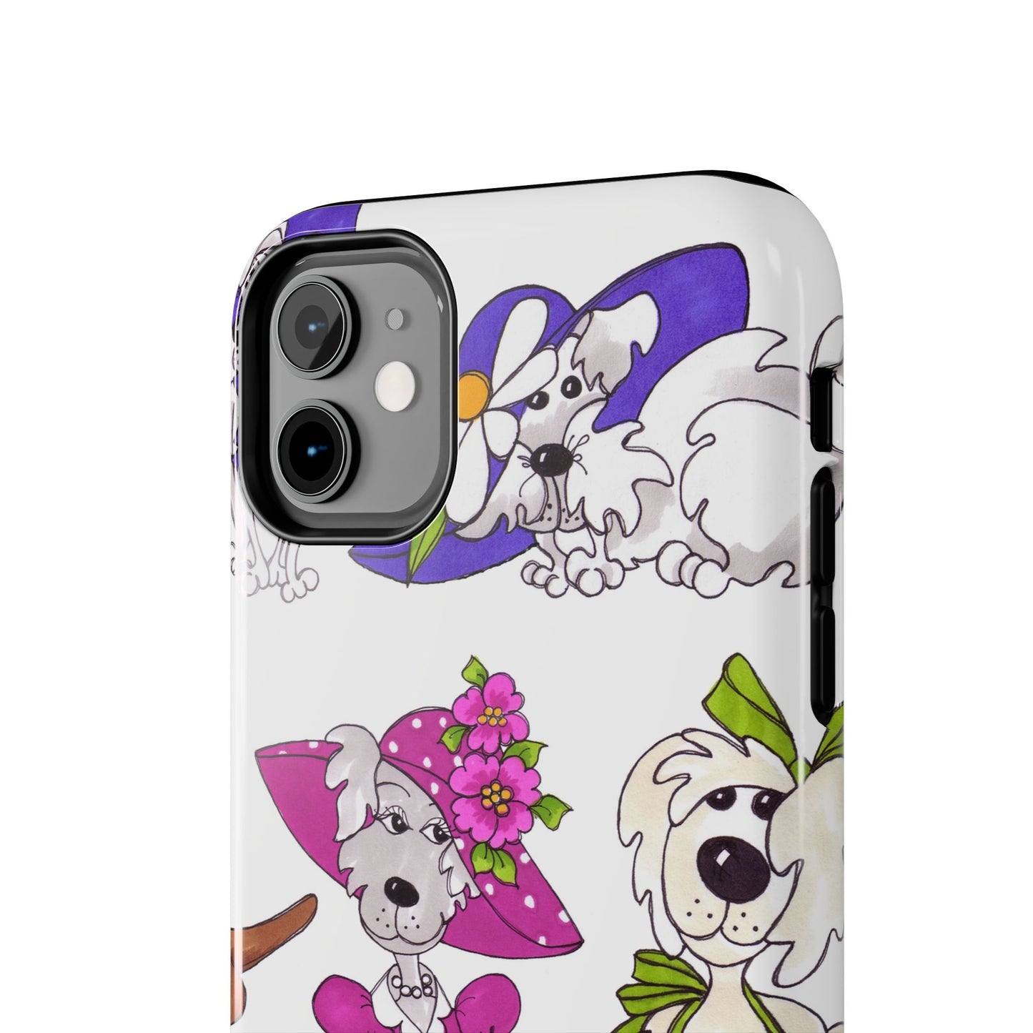 Fancy Dog Line Up White Phone Case