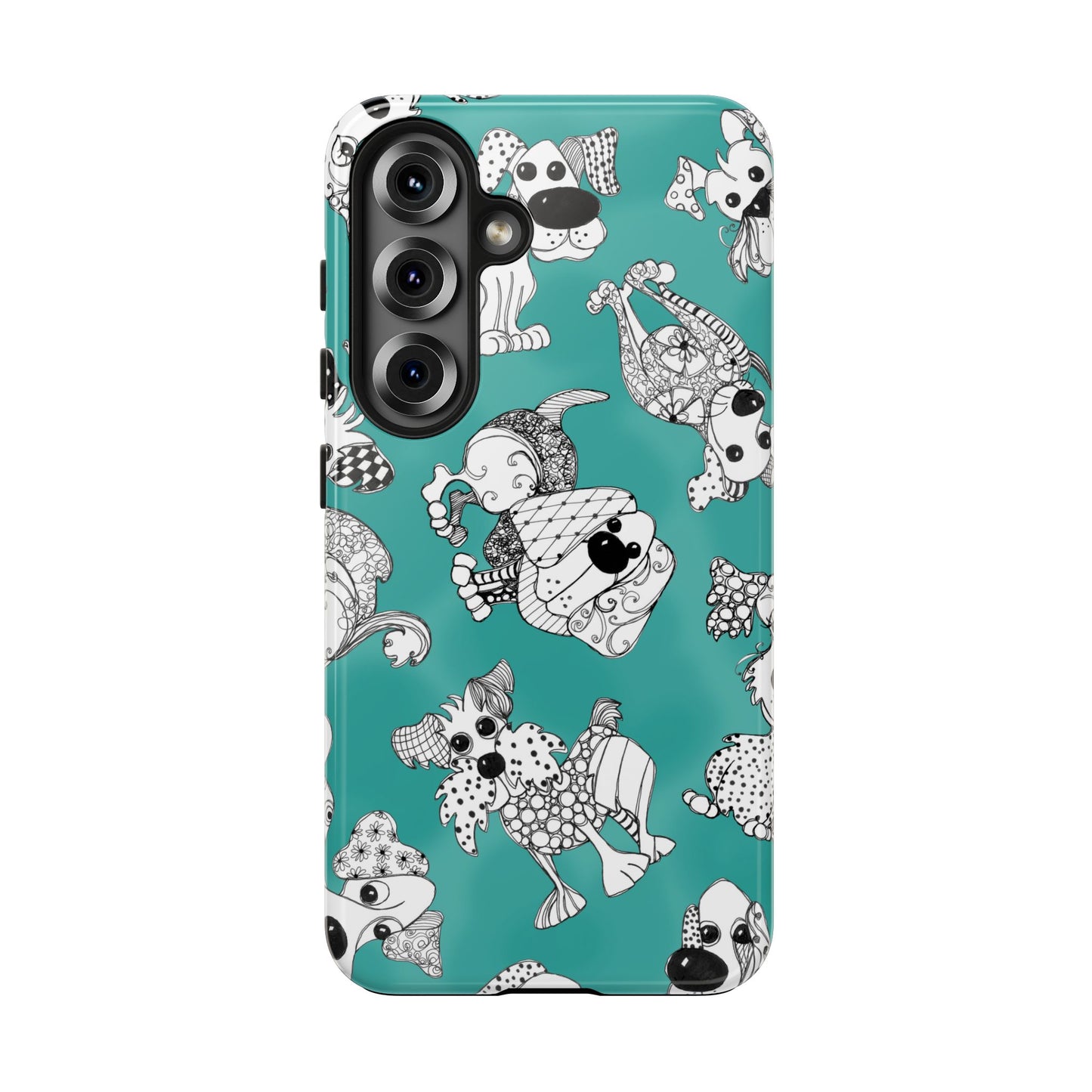 Doodle Dogs Turquoise Phone Case