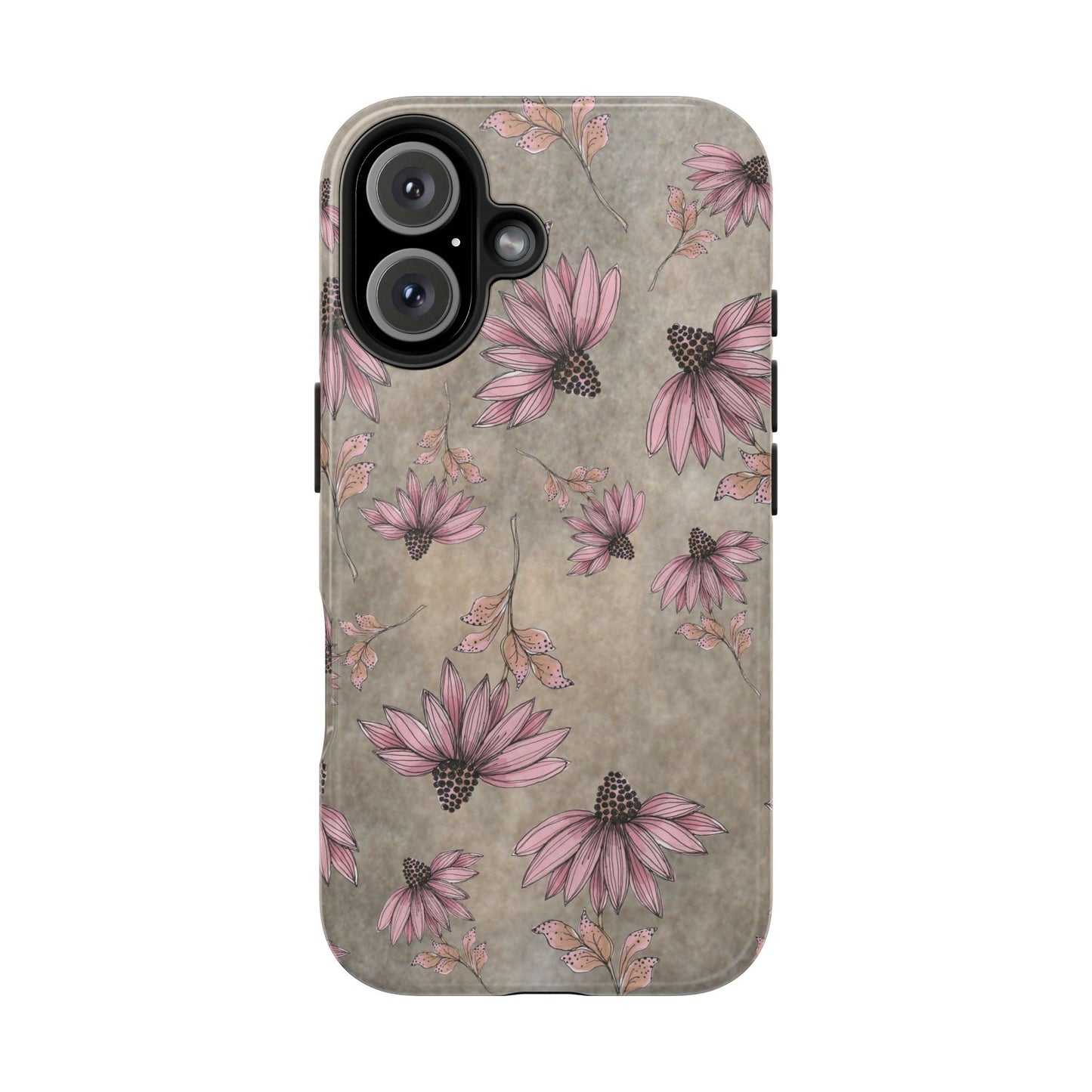 Wild Cone Flowers Taupe Marble Phone Case