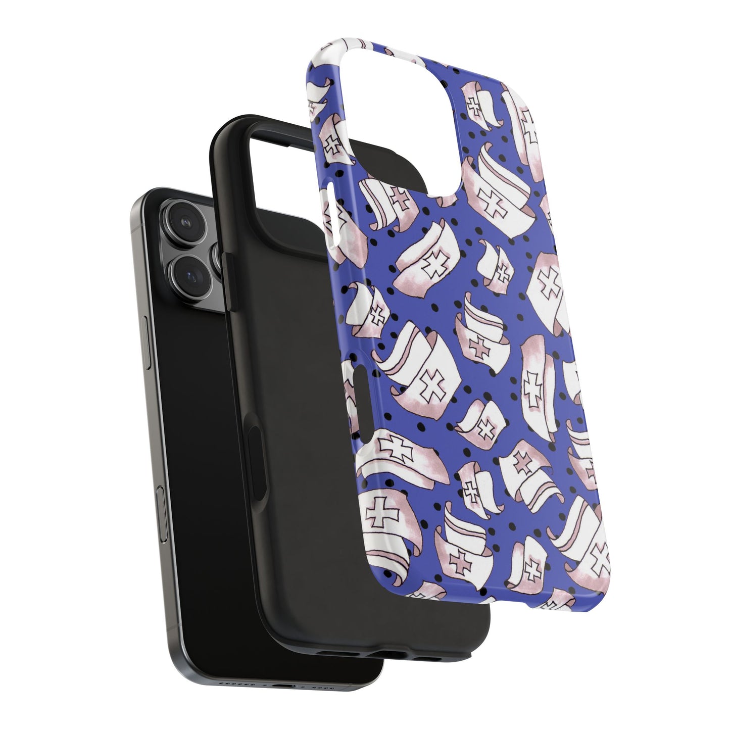Med Hats Blue / Black Phone Case