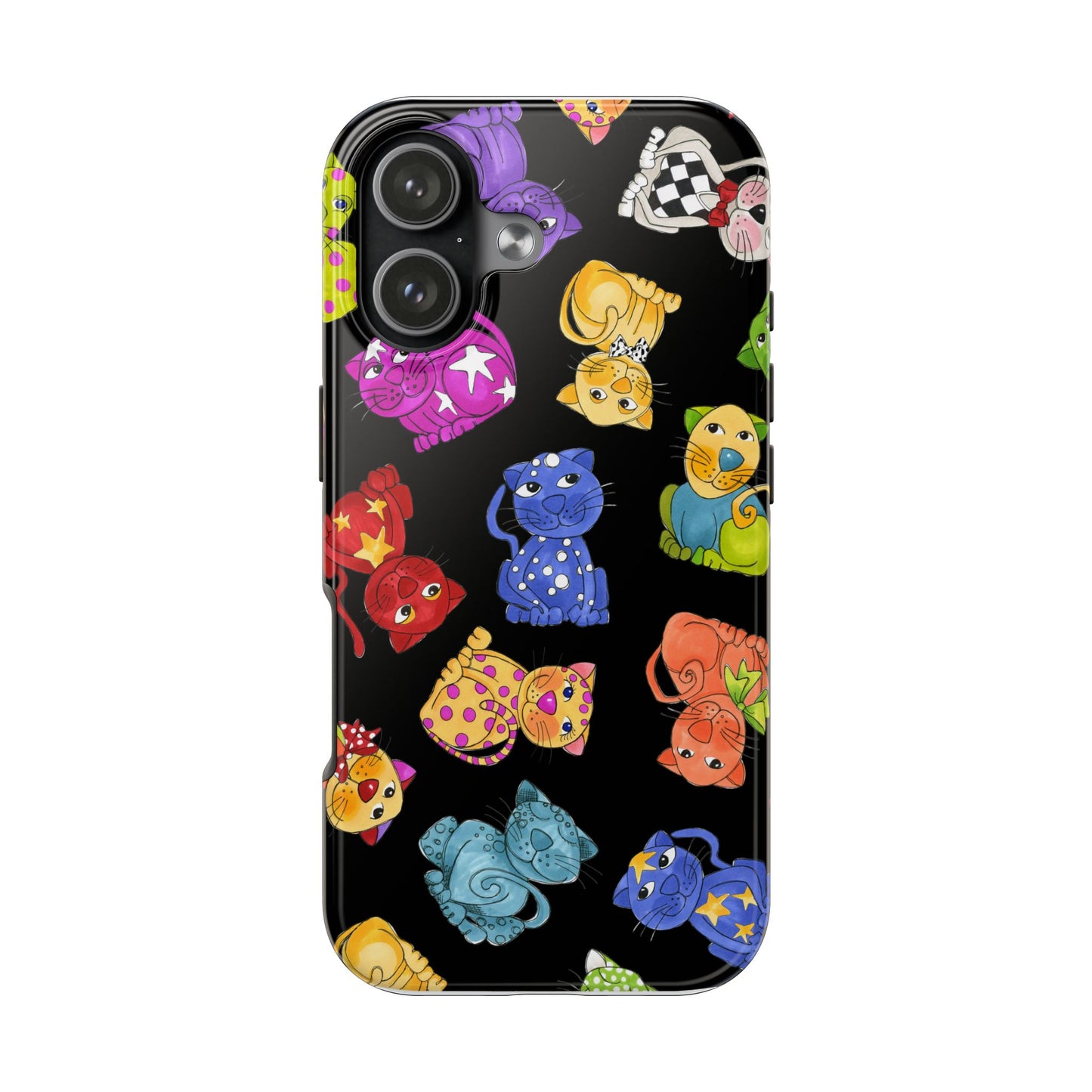 Tossed Happy Cats Black Phone Case