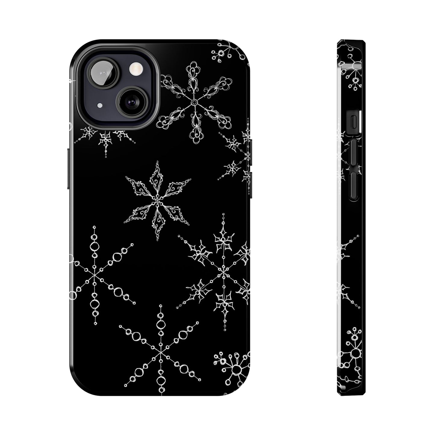 Snowflakes Black Phone Case