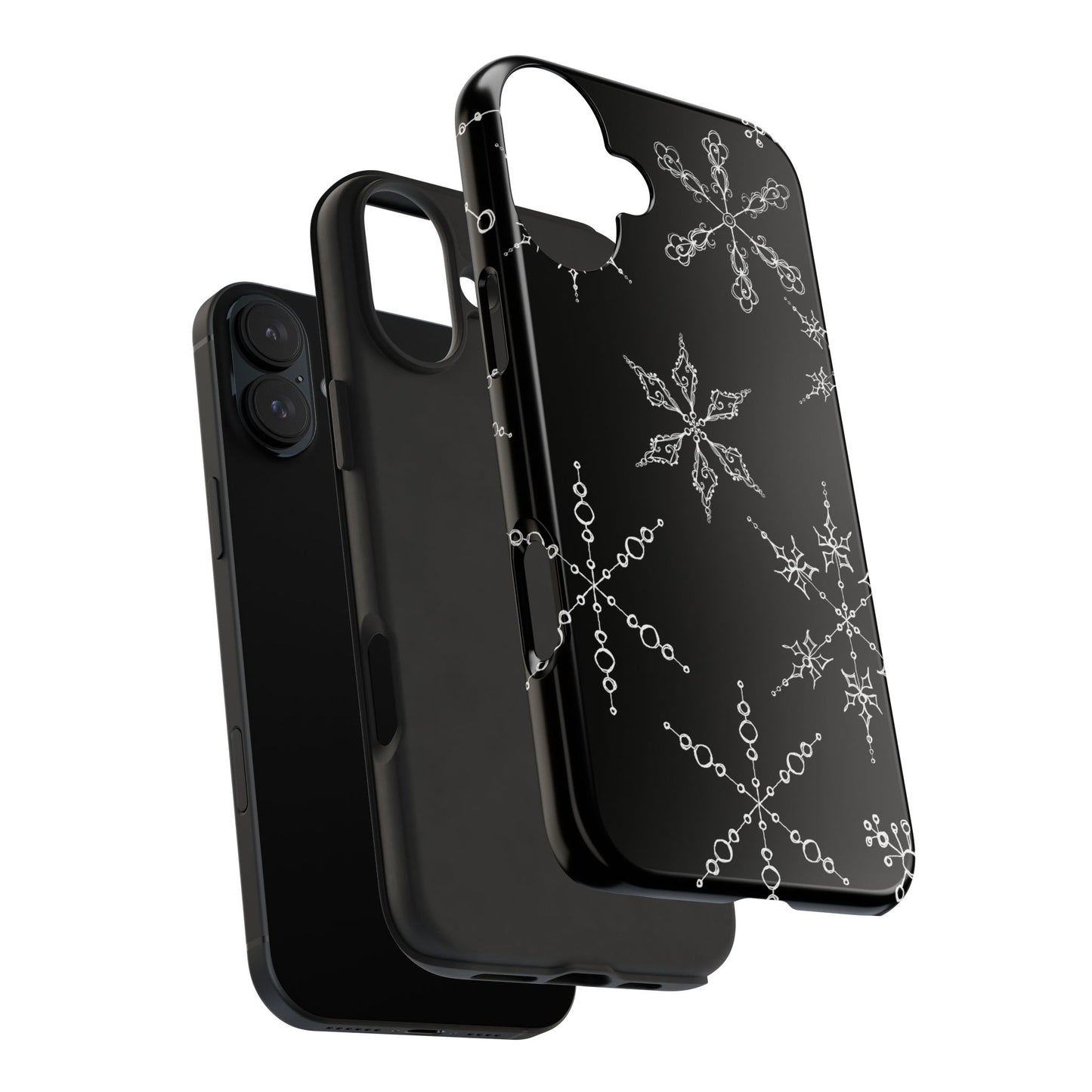 Snowflakes Black Phone Case