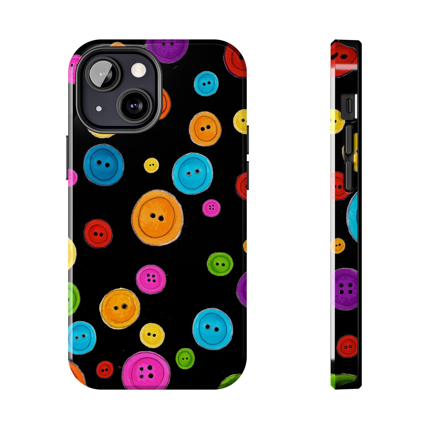 Button Dots Black Phone Case