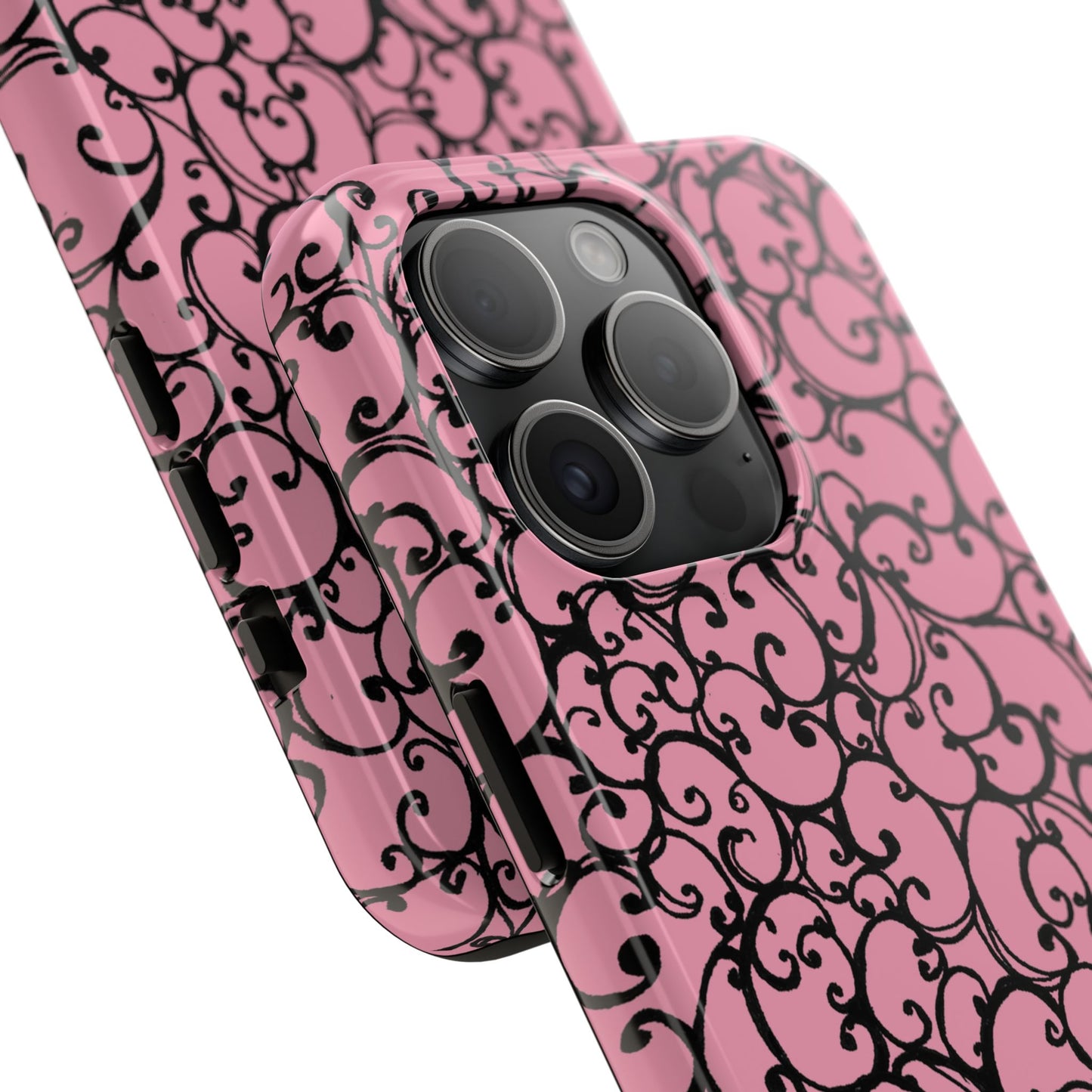 Scrollie Pink / Black Phone Case