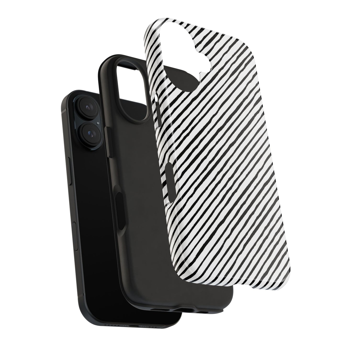 Quirky Bias Stripe White / Black Phone Case