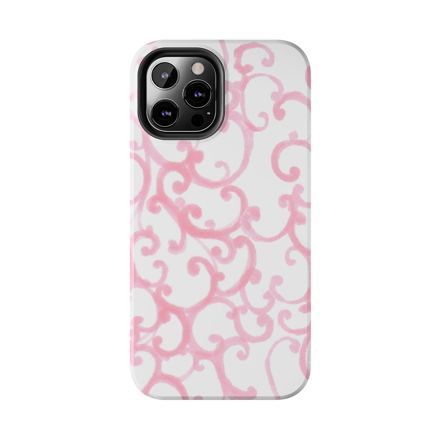 Scrollie White / Pink Phone Case
