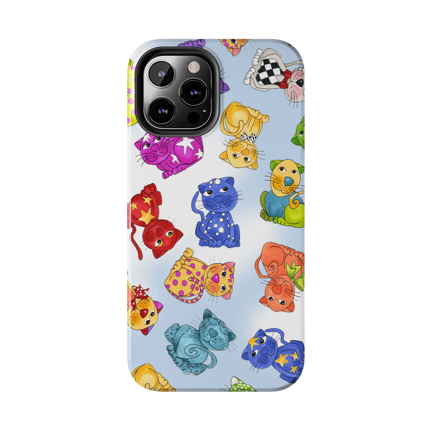 Tossed Happy Cats Blue Sky Phone Case