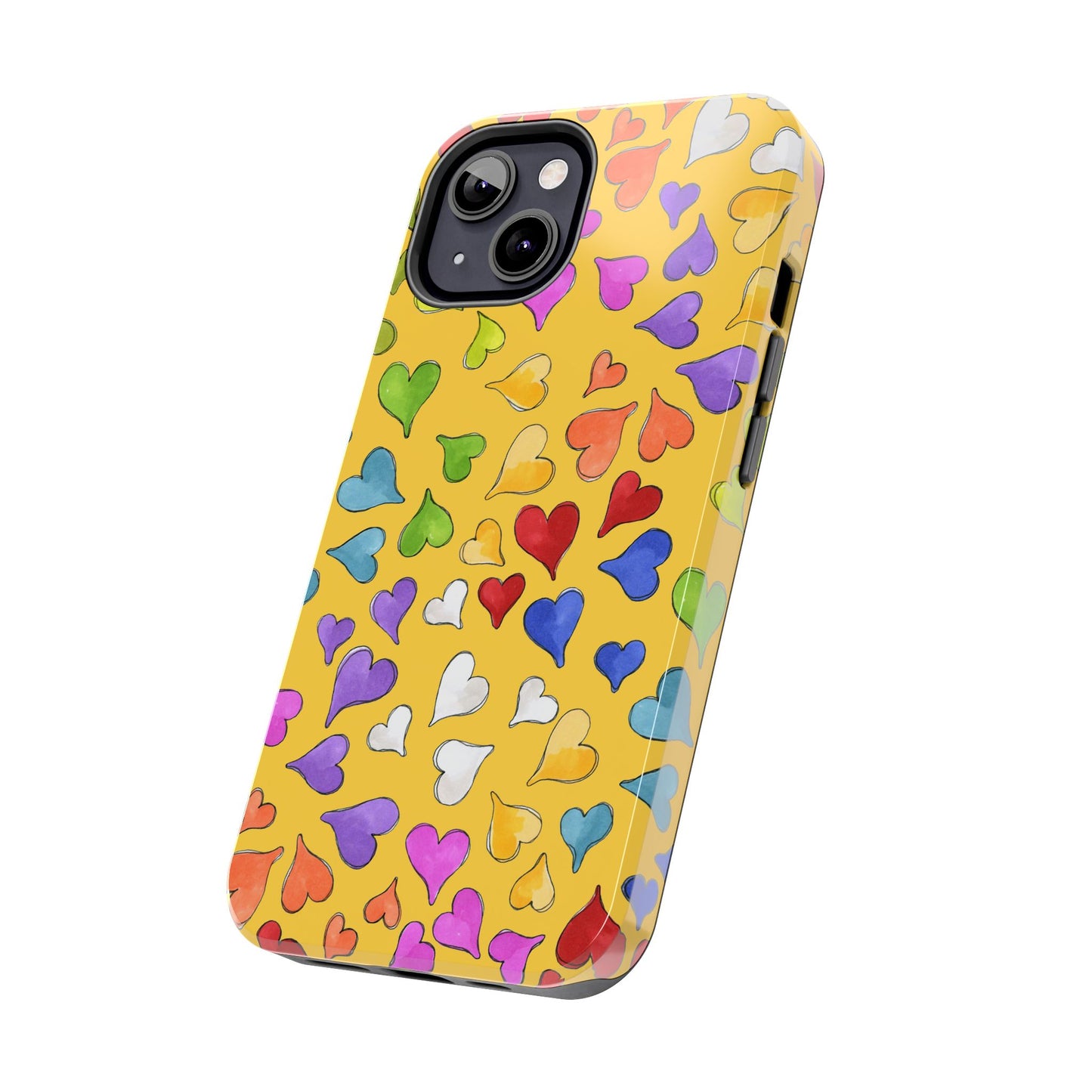 Happy Hearts Yellow Phone Case