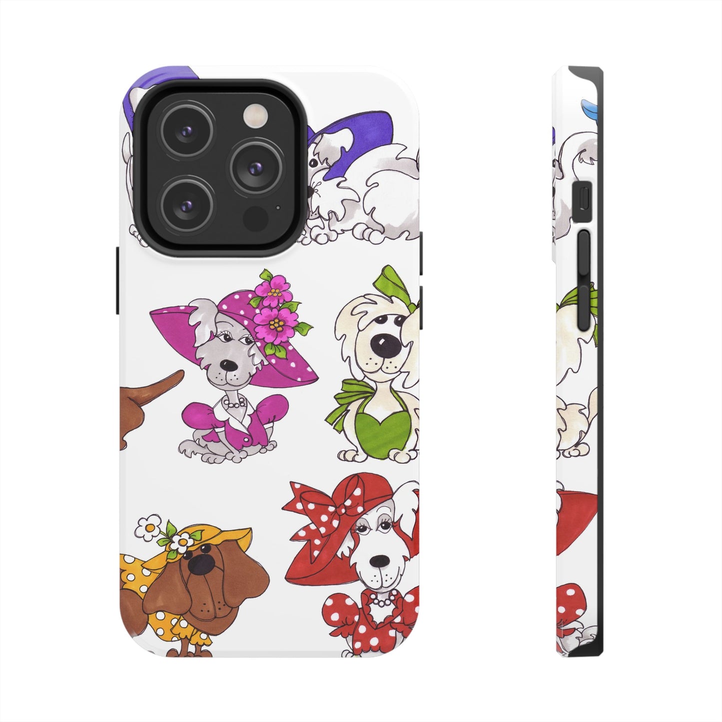 Fancy Dog Line Up White Phone Case