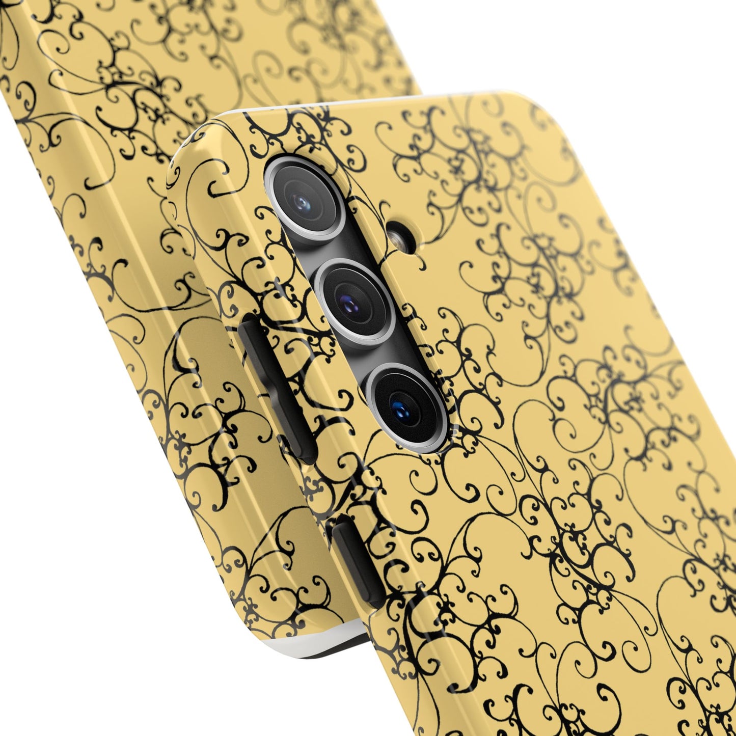 Elegant Scroll Yellow / Black Phone Case