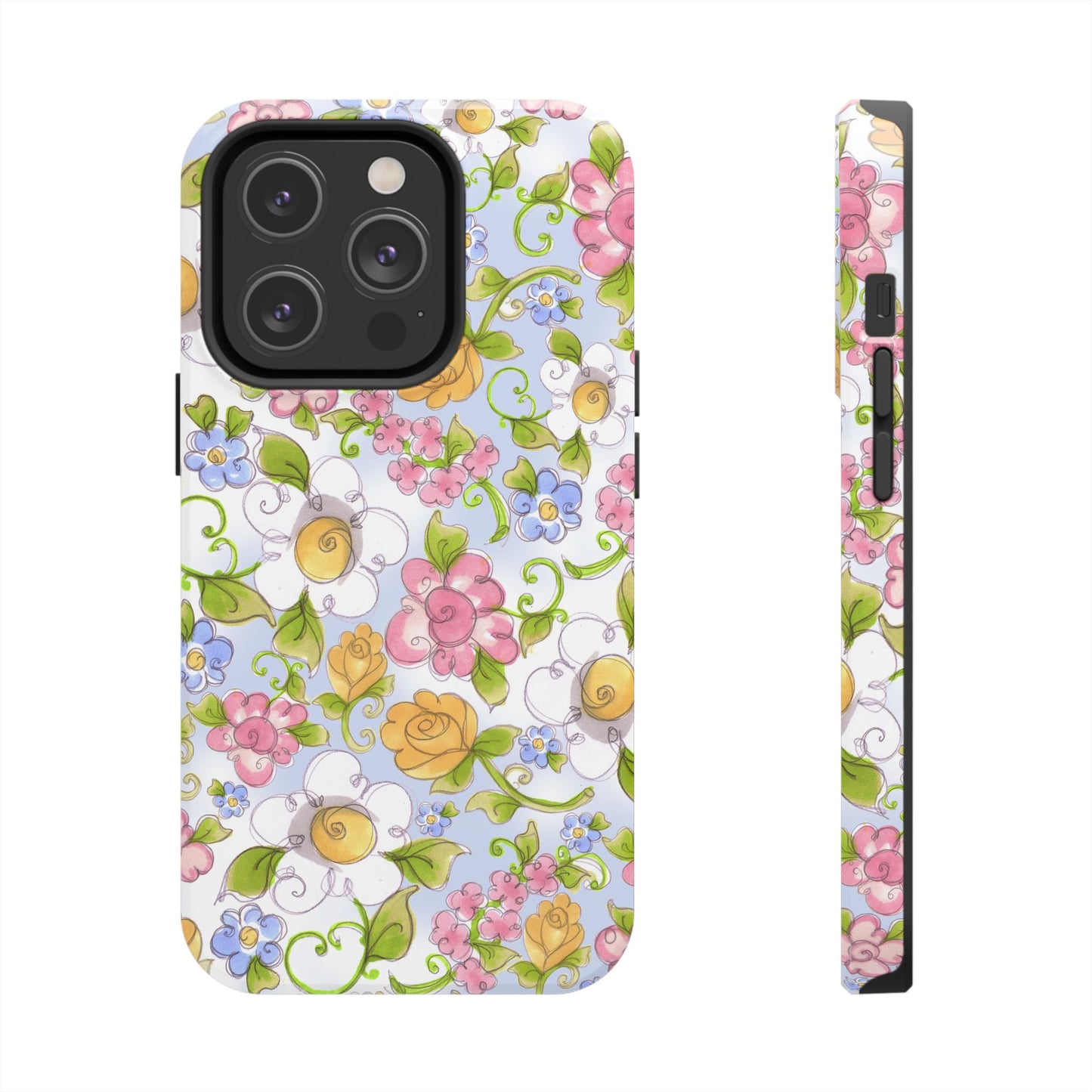 Flower Frolic Blue Phone Case
