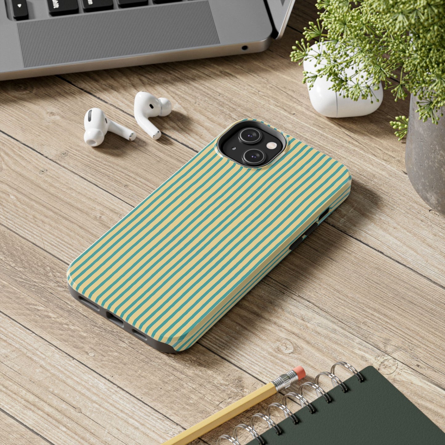 Stripe Yellow / Turquoise Phone Case