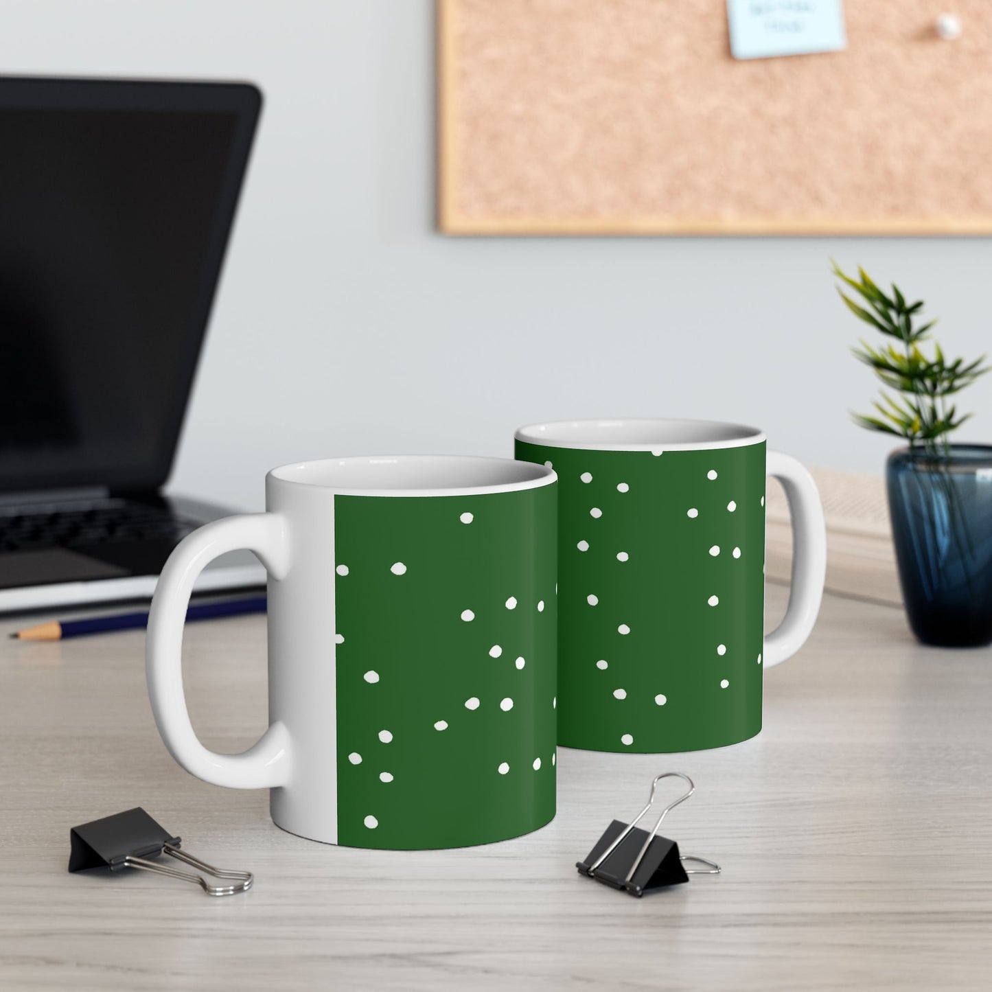 Dinky Dots Dark Green / White Cup