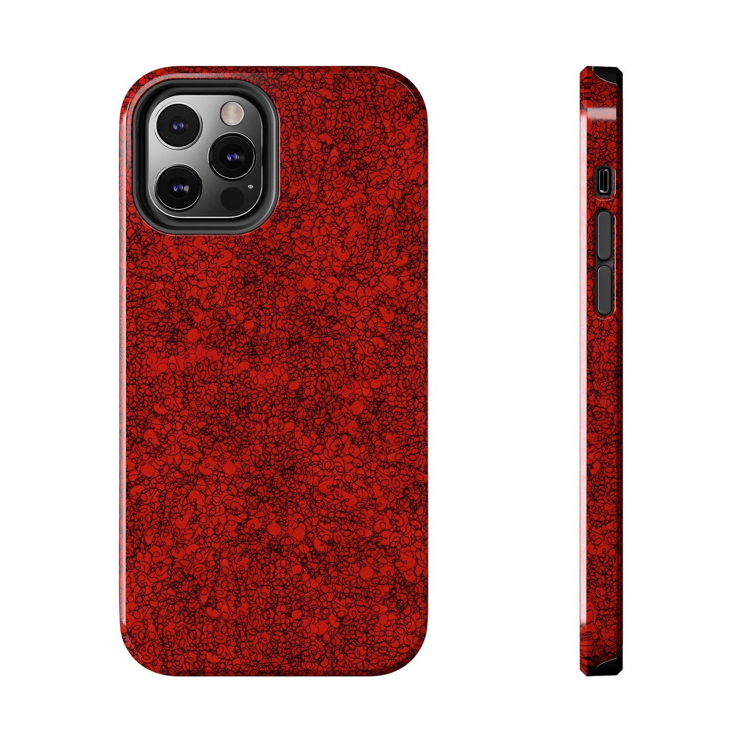 Scribble Red / Black Phone Case