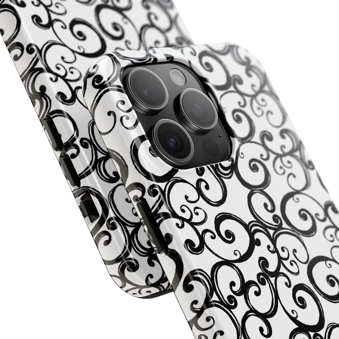 Curls White / Black Phone Case