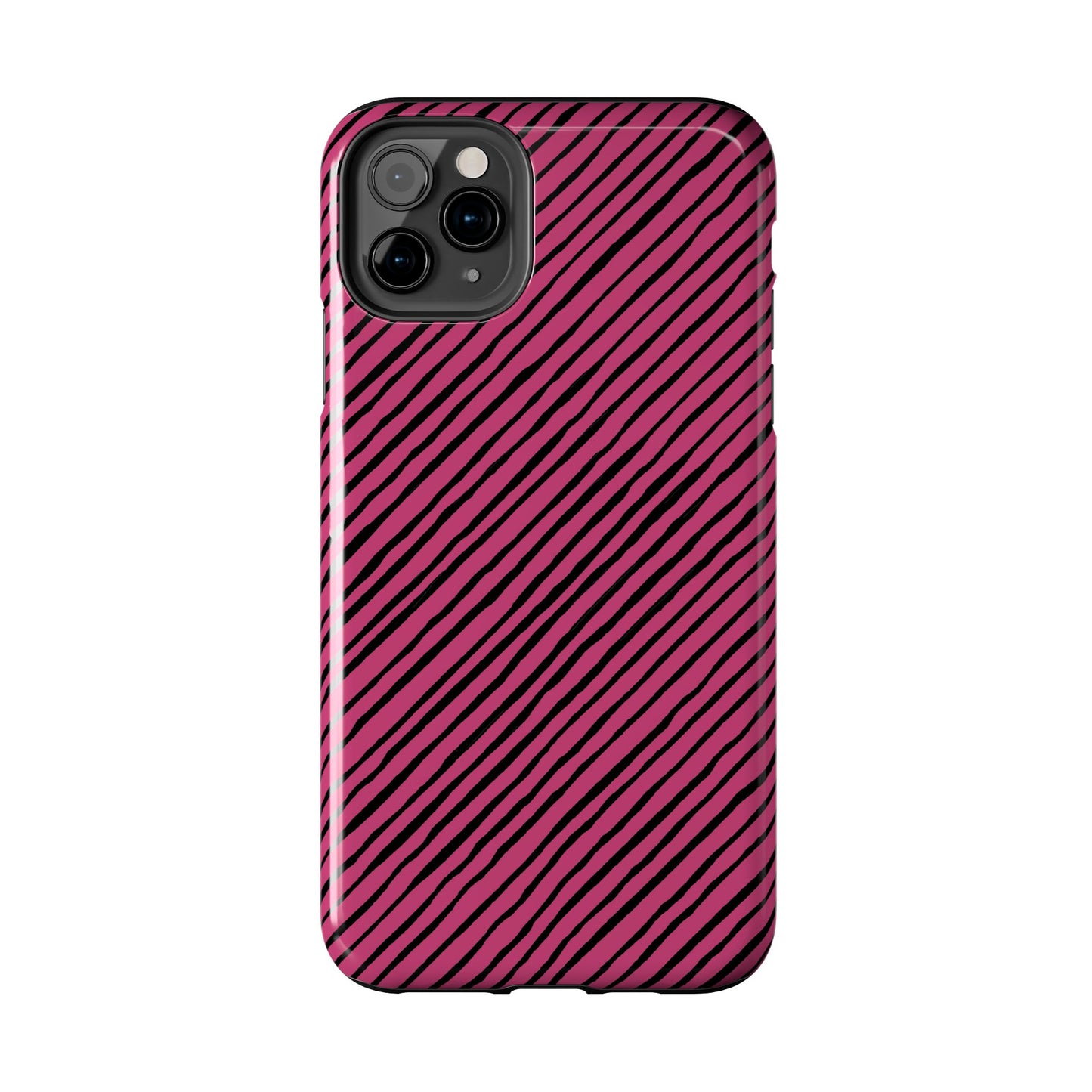 Quirky Bias Stripe Magenta / Black Phone Case