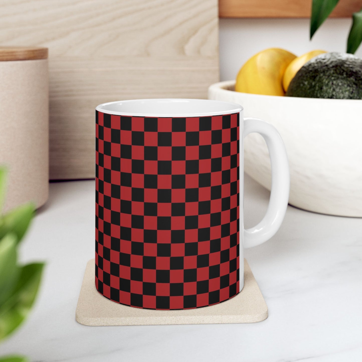 Checkerboard Red / Black Cup