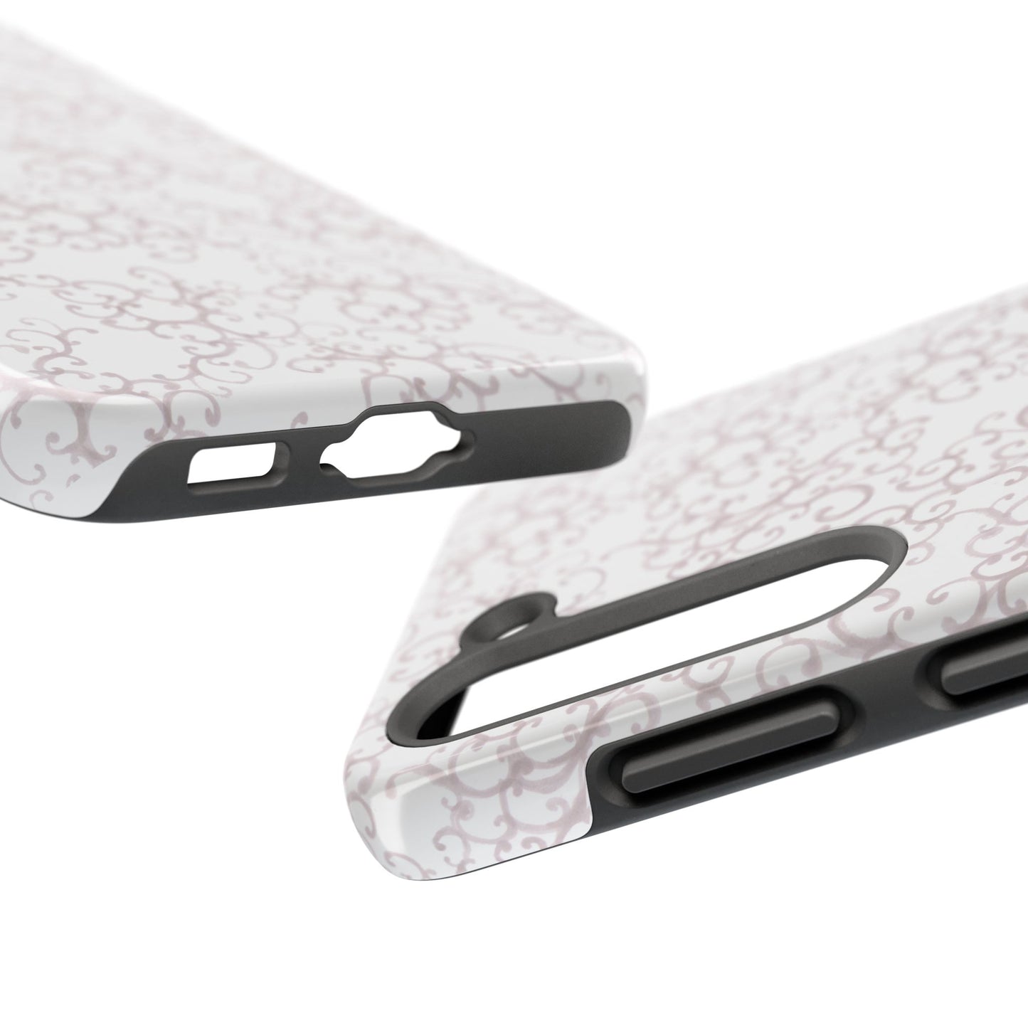 Scrollie White / Silver Phone Case