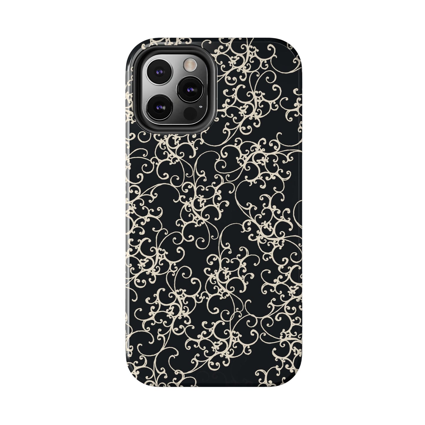 Elegant Scroll Black / Ivory Phone Case