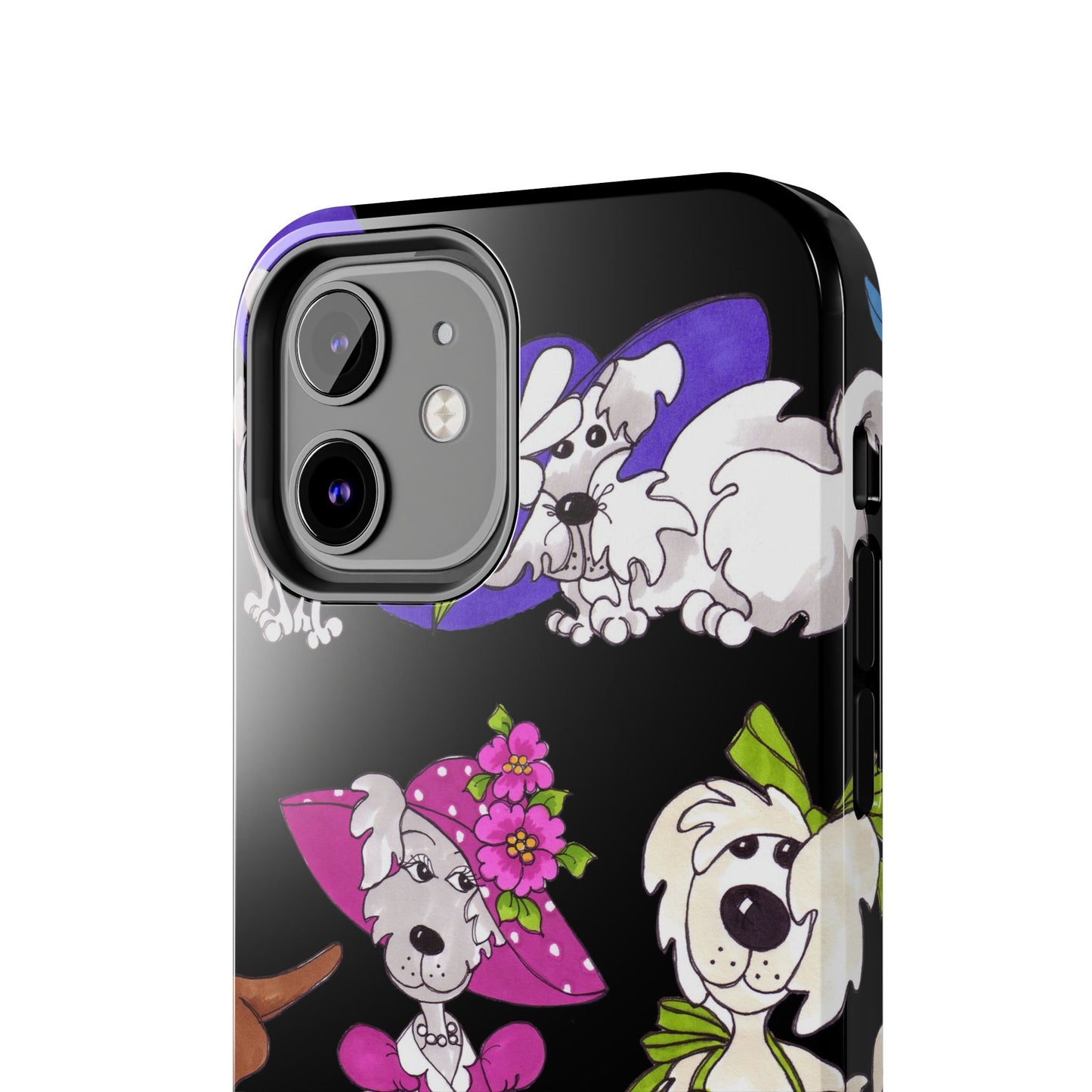 Fancy Dog Line Up Black Phone Case