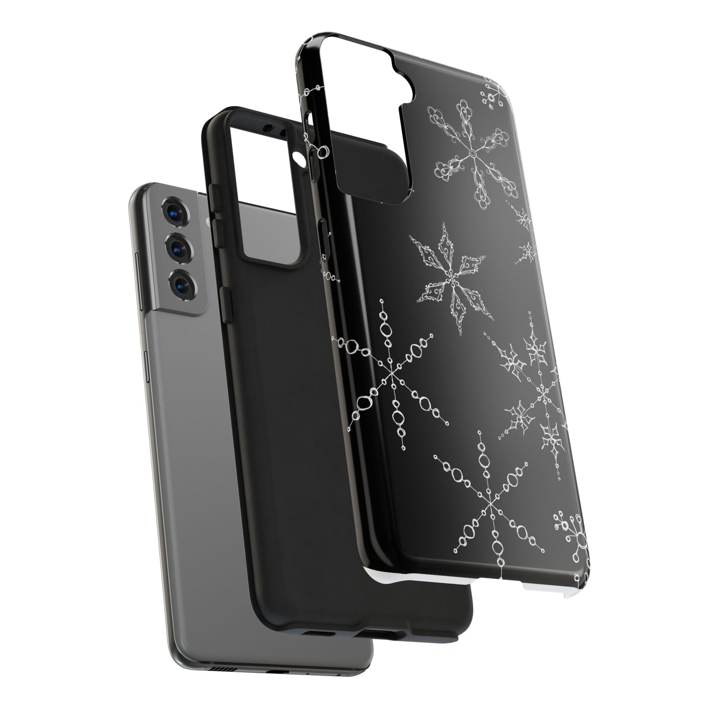 Snowflakes Black Phone Case