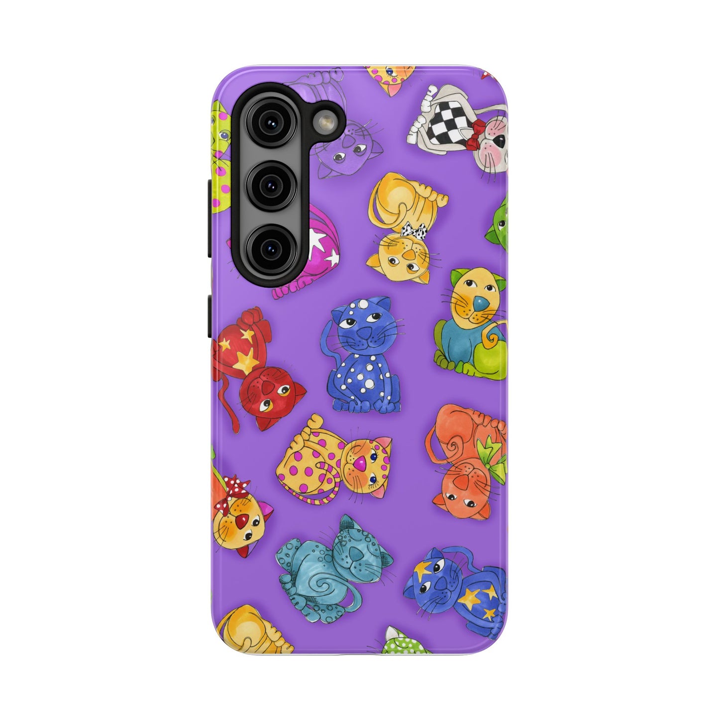 Tossed Happy Cats Purple Phone Case