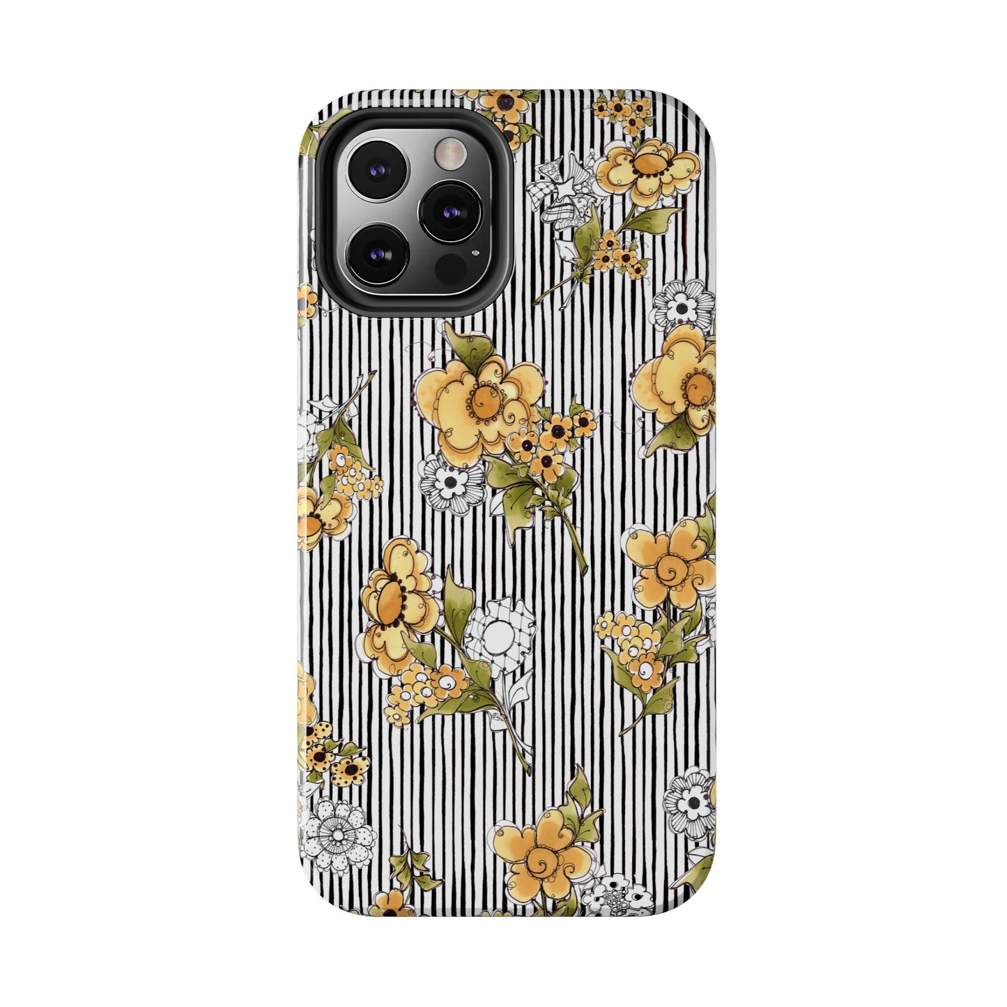 Bee Floral White / Black Phone Case
