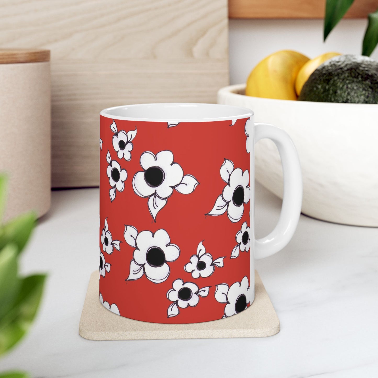 Daisy Cluster Red / White Cup