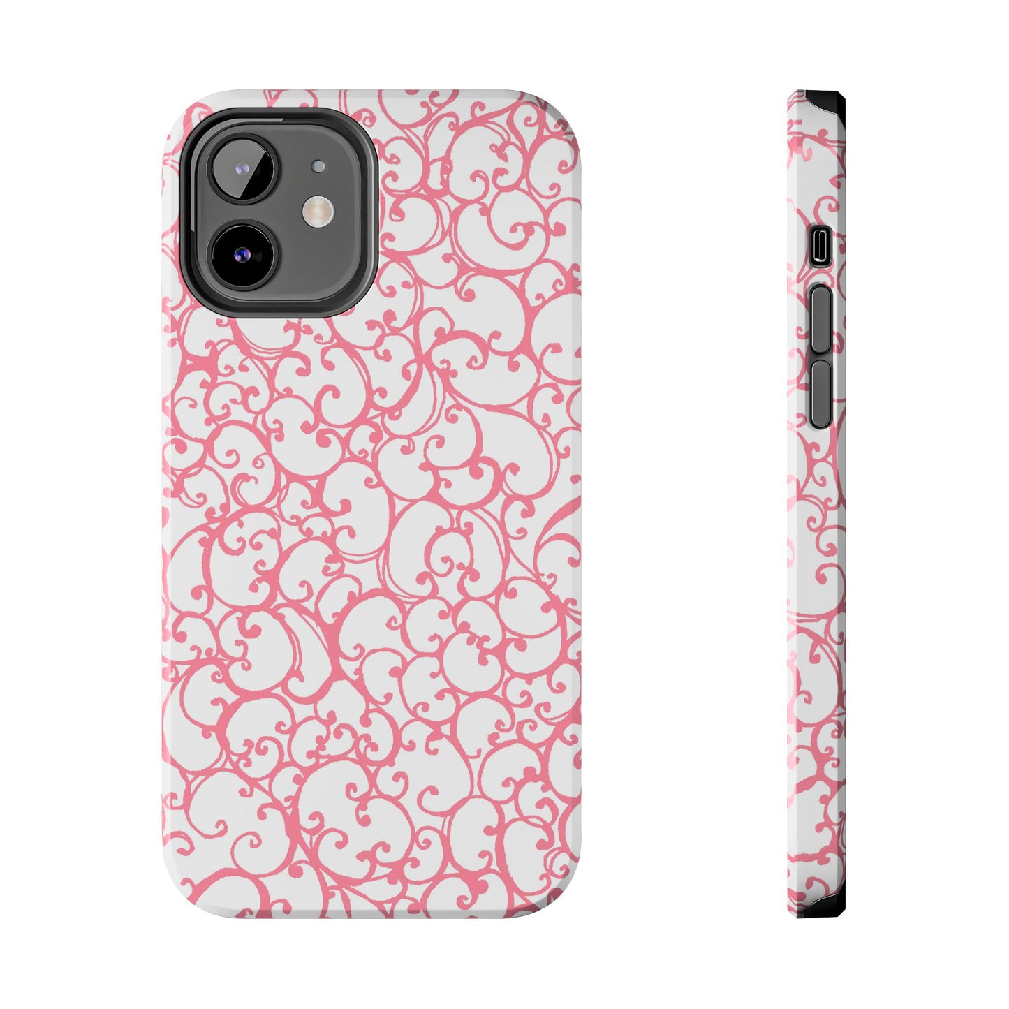 Scrollie White / Pink Phone Case