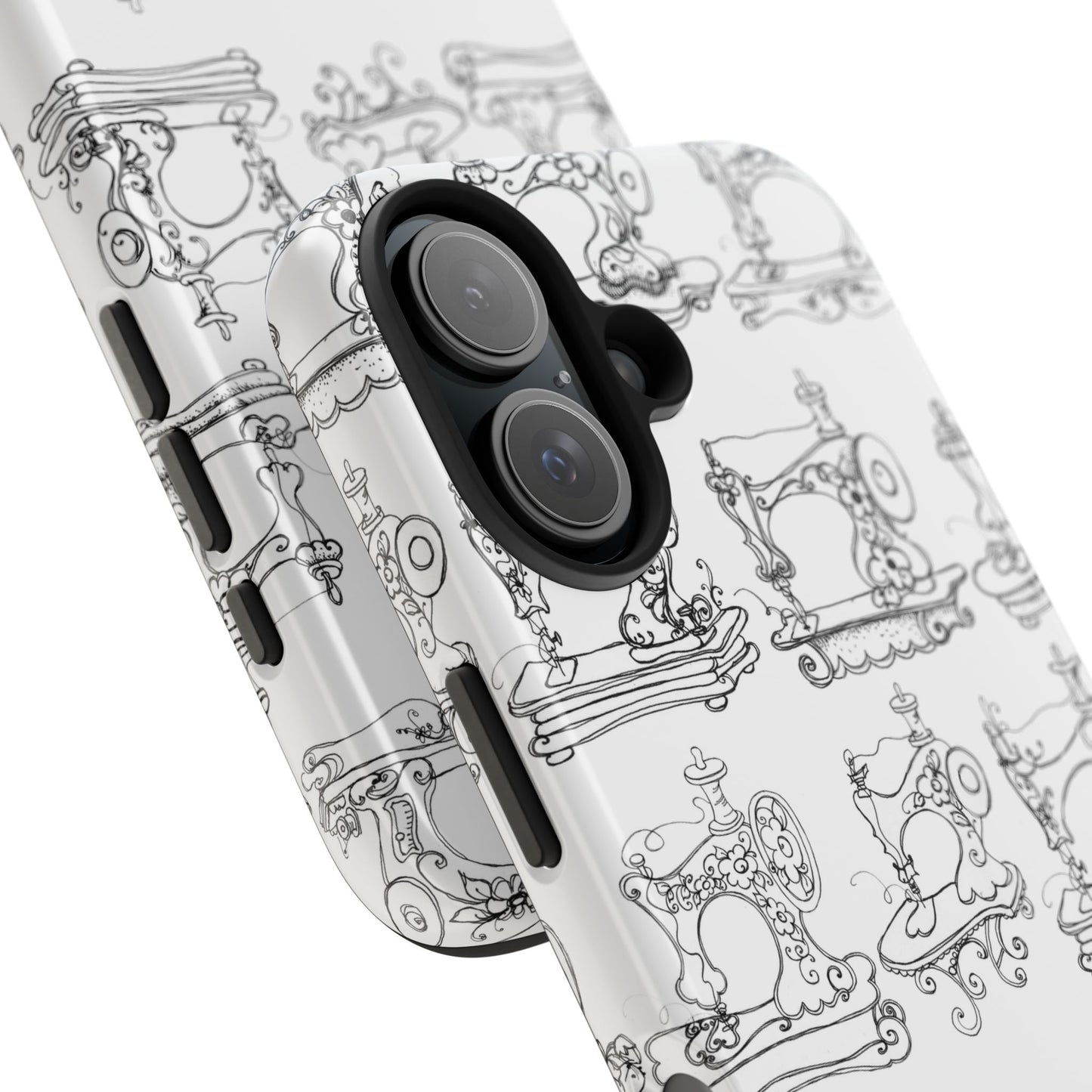 Sew Sew White / Black Phone Case