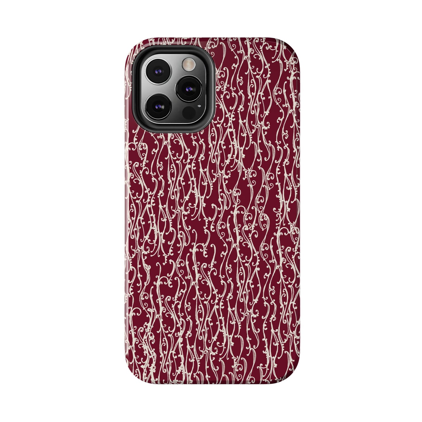 Swan Scroll Red / White Phone Case