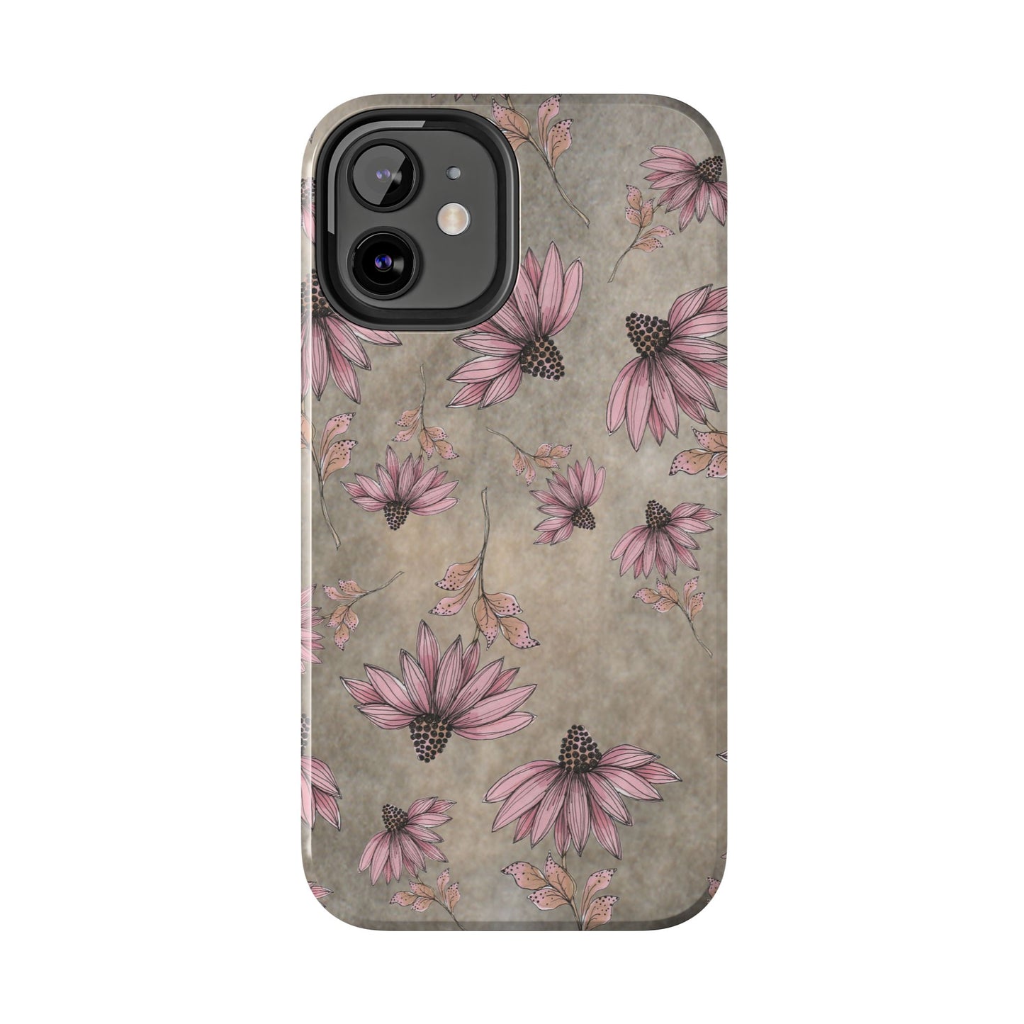 Wild Cone Flowers Taupe Marble Phone Case