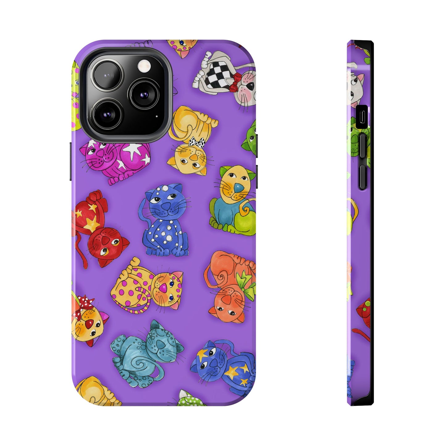Tossed Happy Cats Purple Phone Case