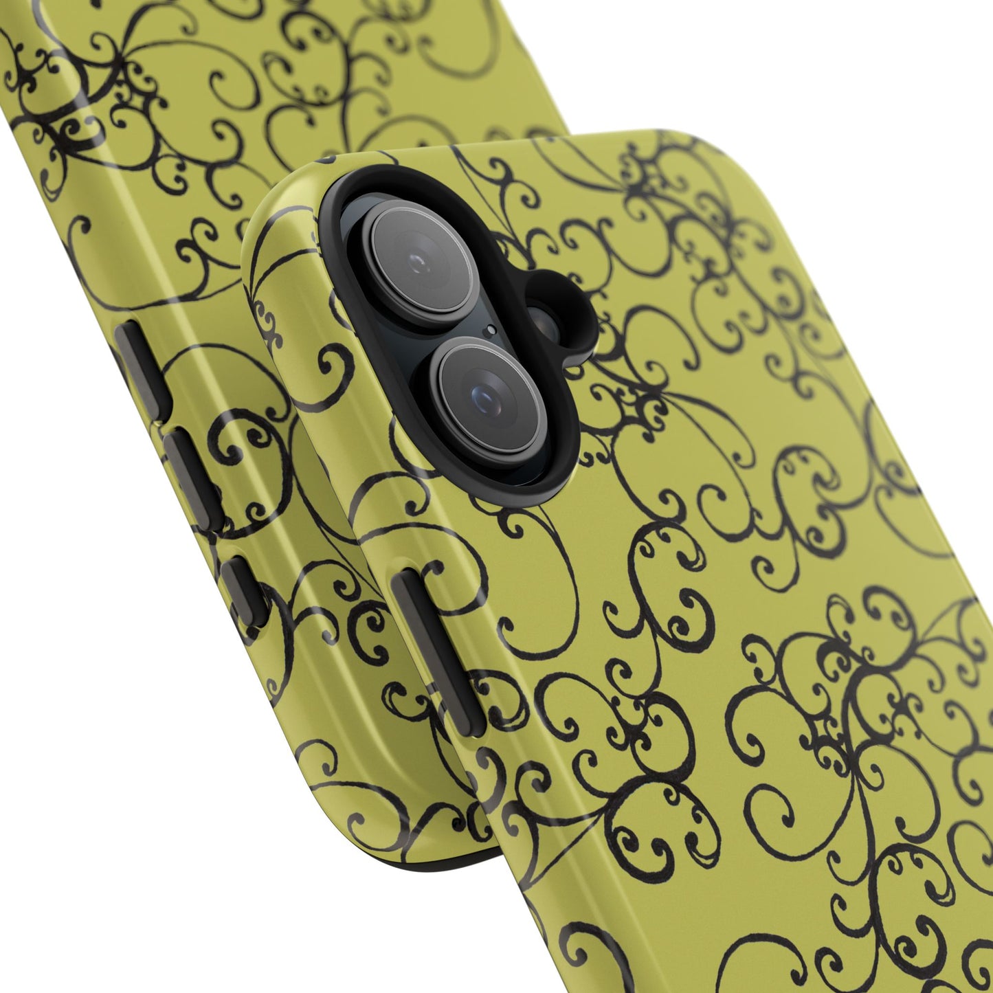 Elegant Scroll Green / Black Phone Case