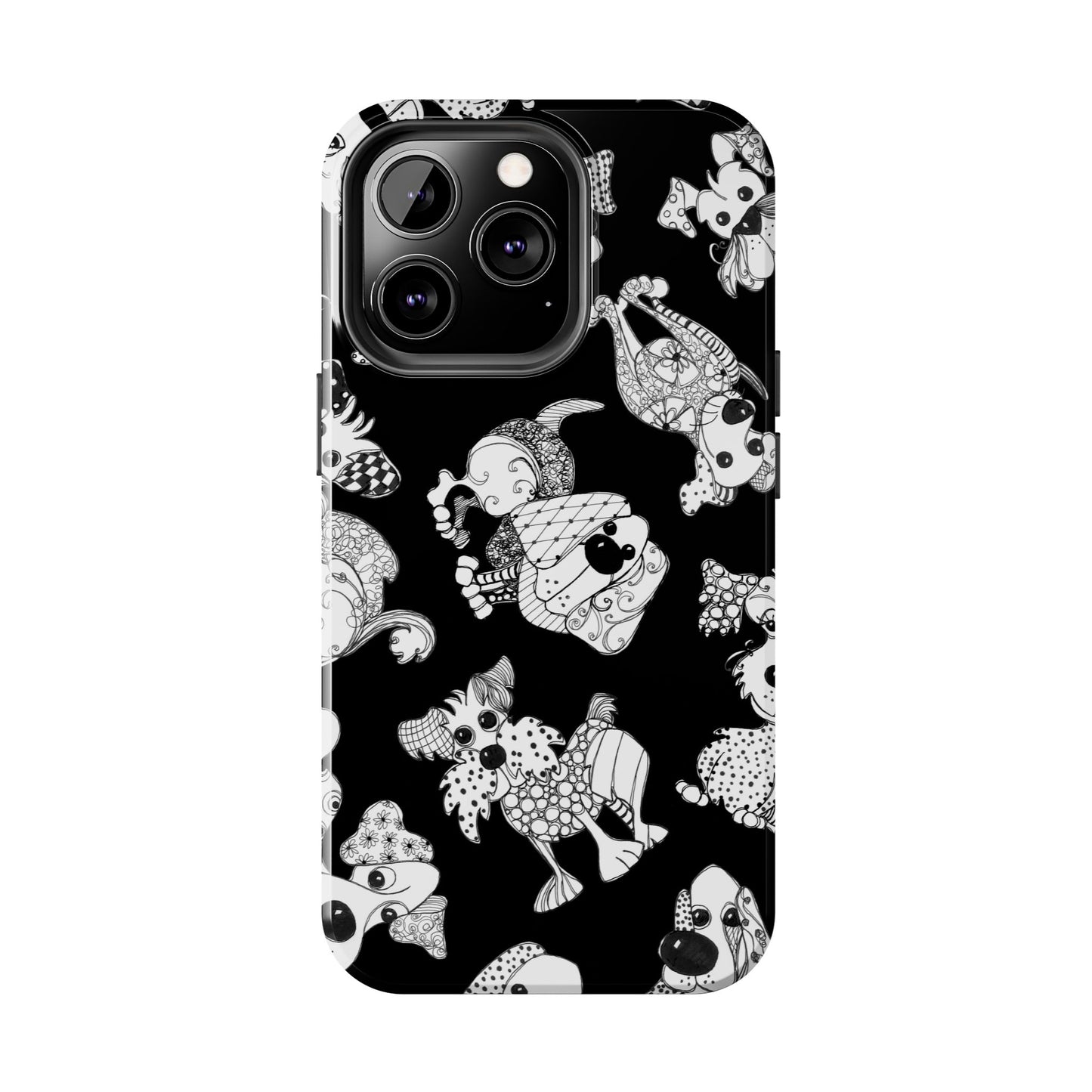 Doodle Dogs Black Phone Case