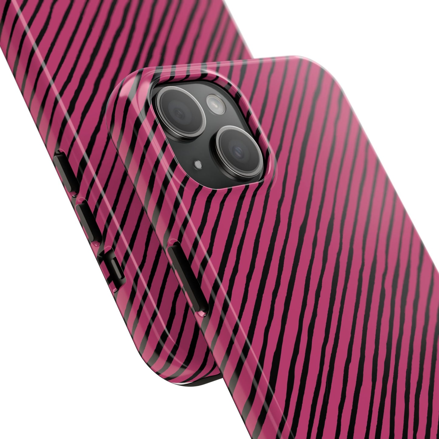 Quirky Bias Stripe Magenta / Black Phone Case