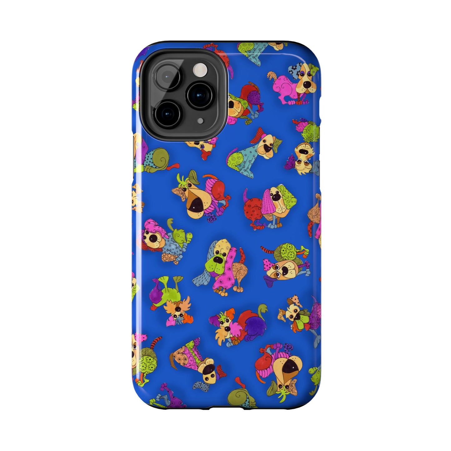 Tossed Happy Dogs Blue Phone Case