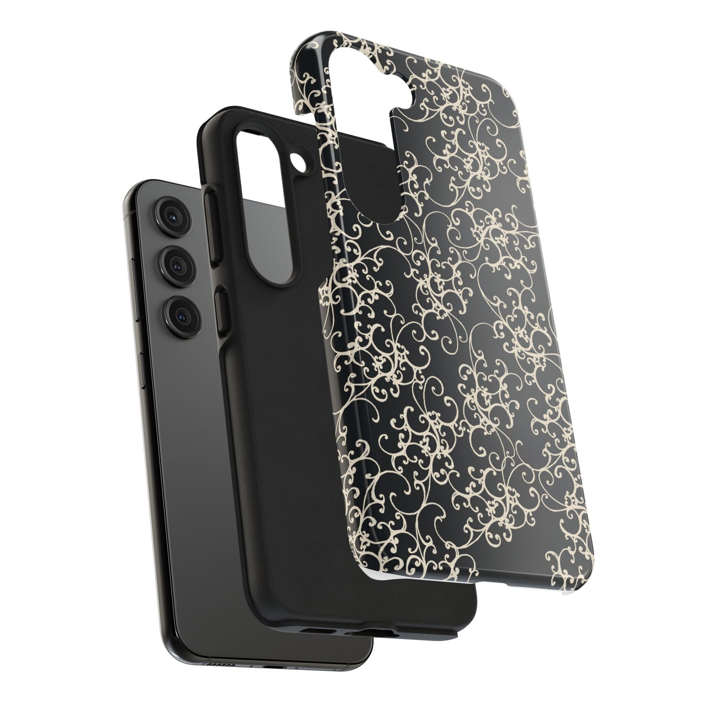 Elegant Scroll Black / Ivory Phone Case
