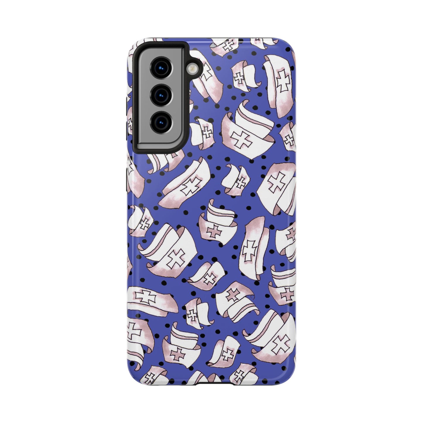 Med Hats Blue / Black Phone Case