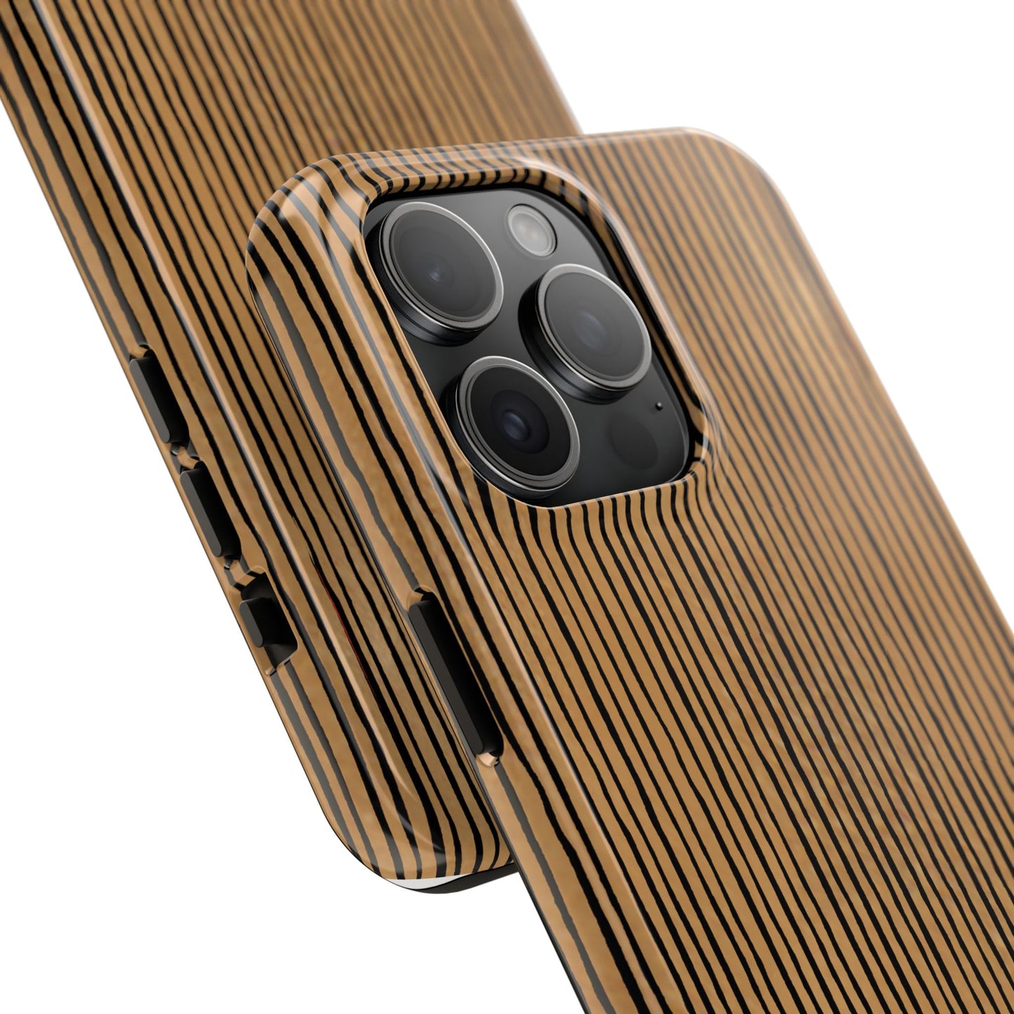 Quirky Pin Stripe Tan / Black Phone Case