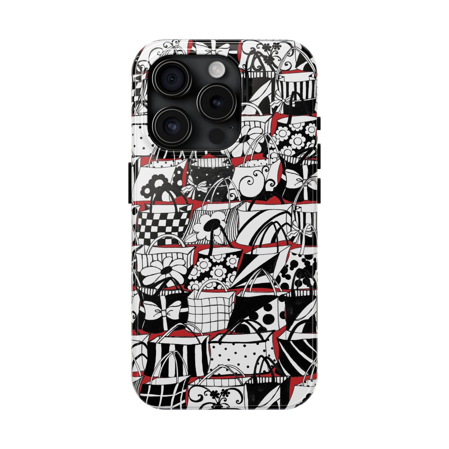 Totally Black, White & Red Phone Case