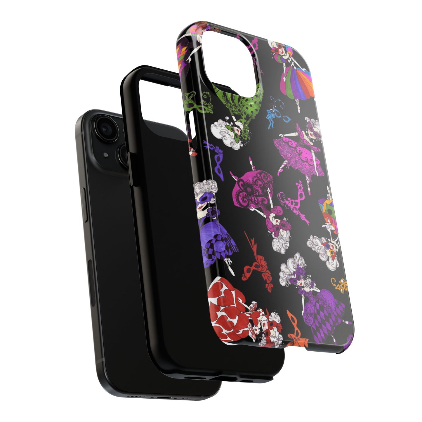 Tossed Masquerade Ladies Black Phone Case