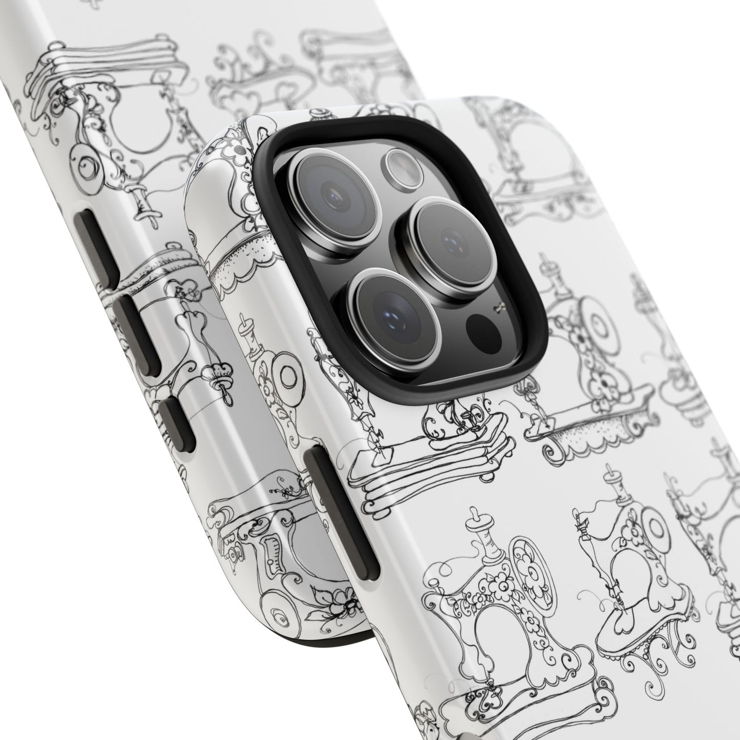 Sew Sew White / Black Phone Case