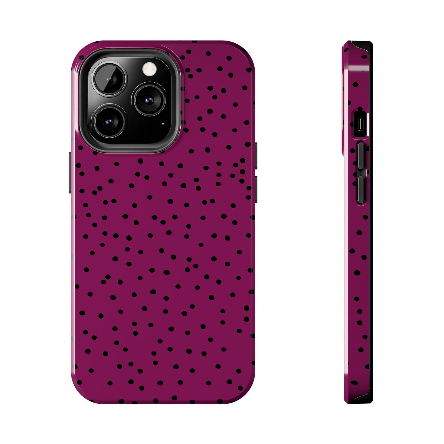 Dinky Dots Burgundy / Black Phone Case